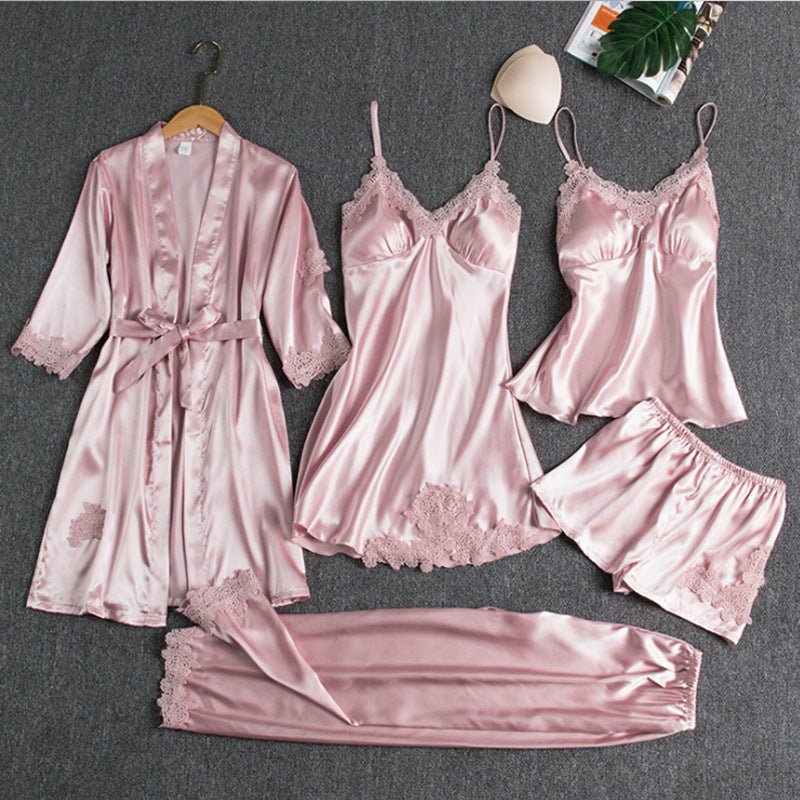 Ensemble Pyjama Trois Pièces avec Kimono, Haut et Short pour Femme | Idéal pour la Détente à la Maison