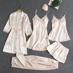 Ensemble Pyjama Trois Pièces avec Kimono, Haut et Short pour Femme | Idéal pour la Détente à la Maison