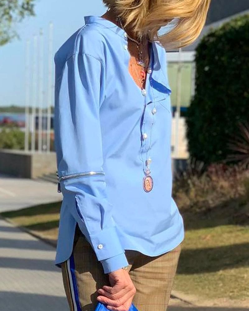 Blouse avec Fermeture Boutonnée Latérale et Manches Longues pour Femme | Idéale pour un Usage Quotidien