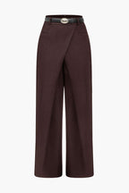 Pantalon Taille Haute À Ceinture Croisée Avec Jambe Large Pour Femmes | Idéal Pour Un Usage Quotidien