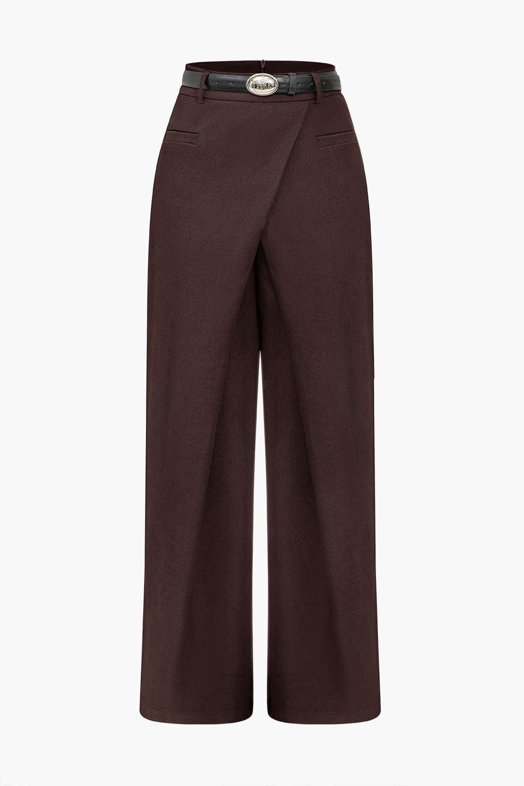 Pantalon Taille Haute À Ceinture Croisée Avec Jambe Large Pour Femmes | Idéal Pour Un Usage Quotidien