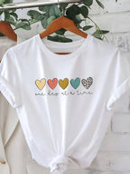 T-Shirt à Coupe Ample avec Motif de Cœurs Multicolores pour Femme | Idéal pour un Usage Quotidien