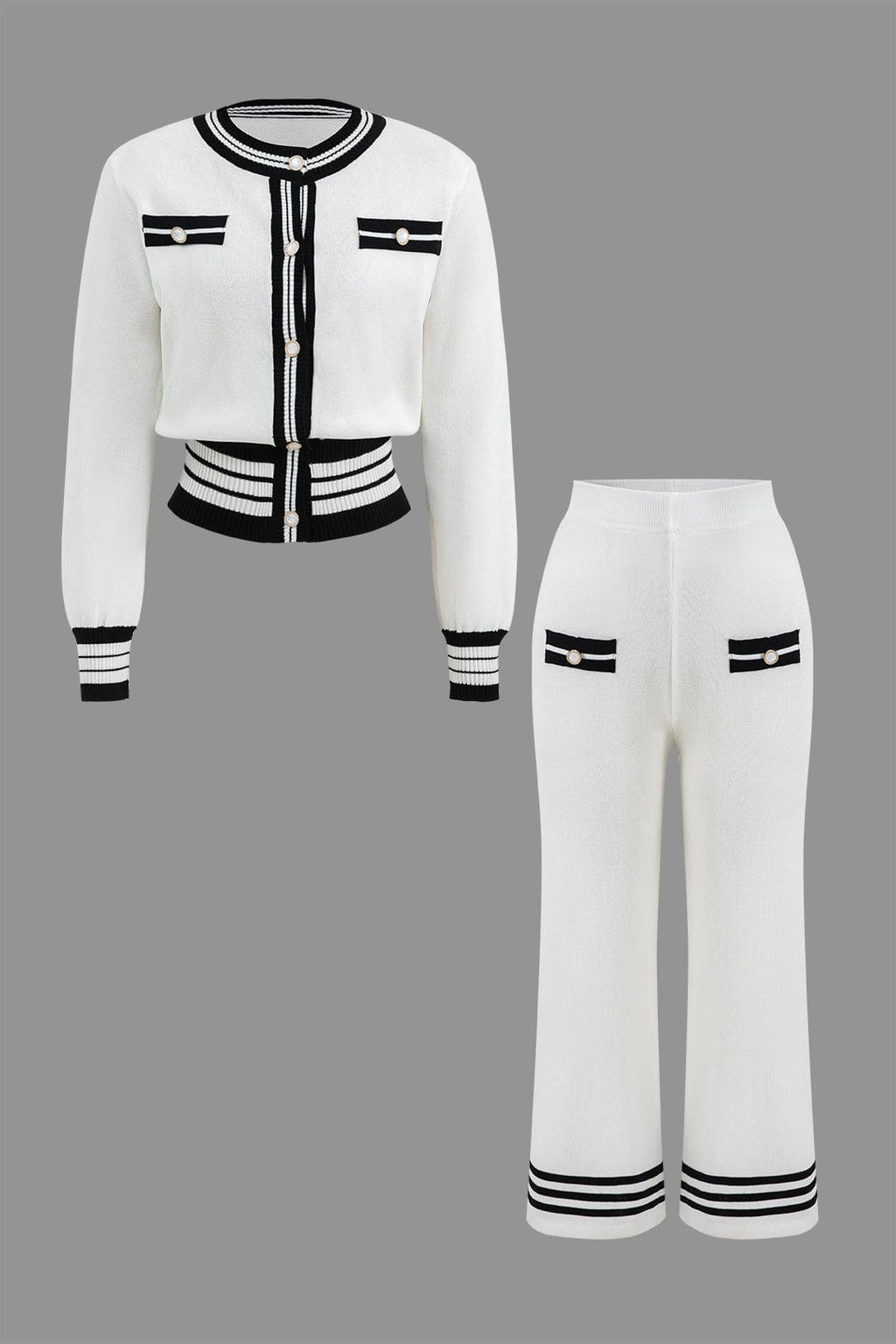 Ensemble Deux Pièces avec Cardigan Court et Pantalon Large pour Femme | Idéal pour le Quotidien et le Bureau