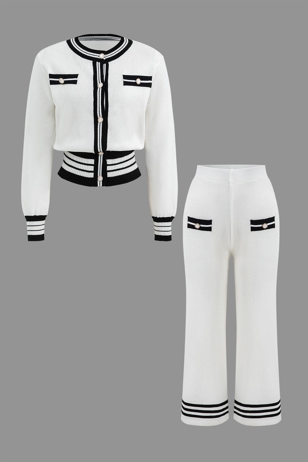 Ensemble Deux Pièces avec Cardigan Court et Pantalon Large pour Femme | Idéal pour le Quotidien et le Bureau