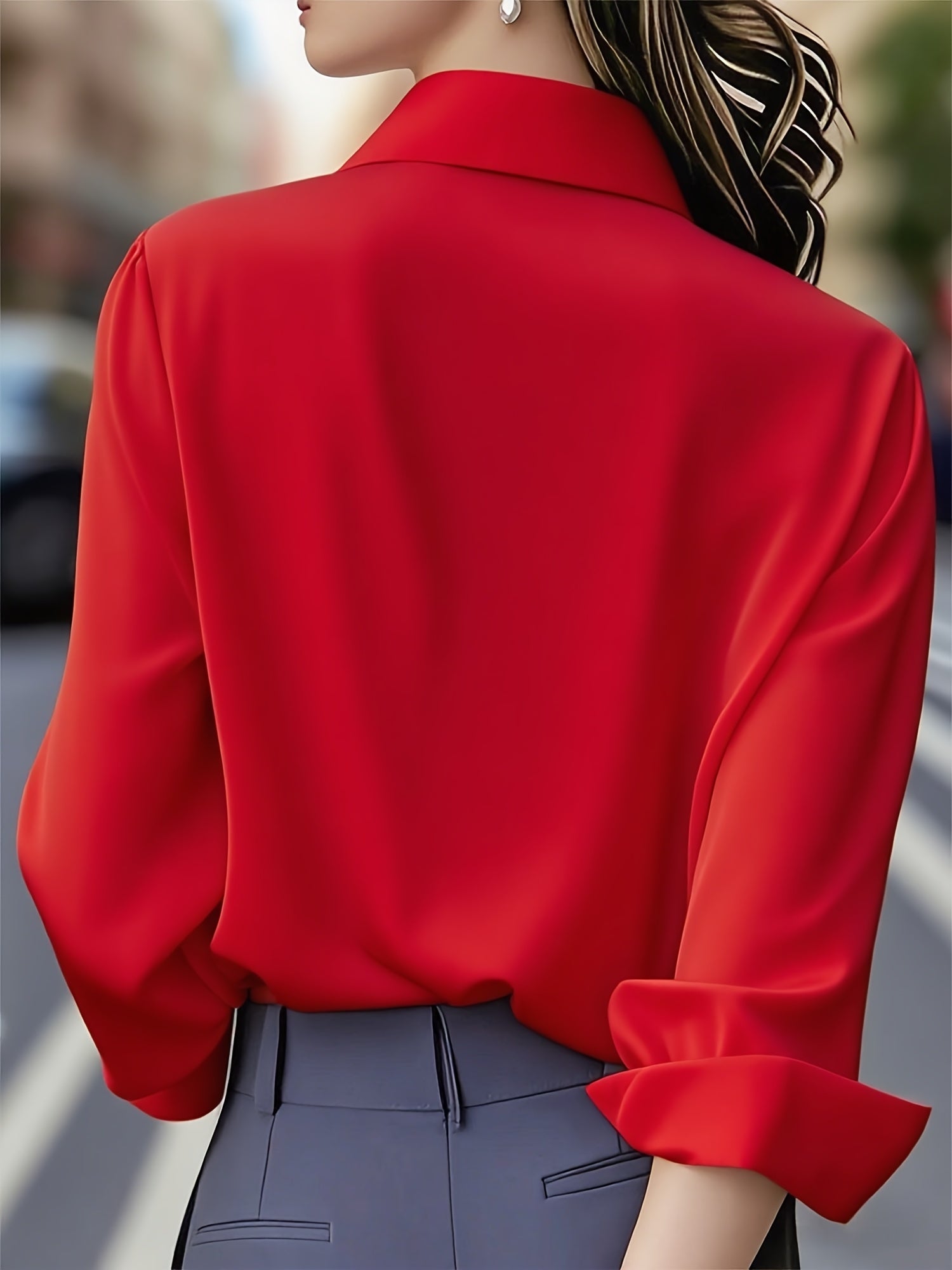 Chemisier À Manches Longues Avec Coupe Ajustée Pour Femmes | Idéal Pour Le Travail Et Les Occasions En Soirée