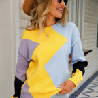 Pull À Manches Longues Avec Motif Patchwork Pour Femmes | Idéal Pour Utilisation Quotidienne