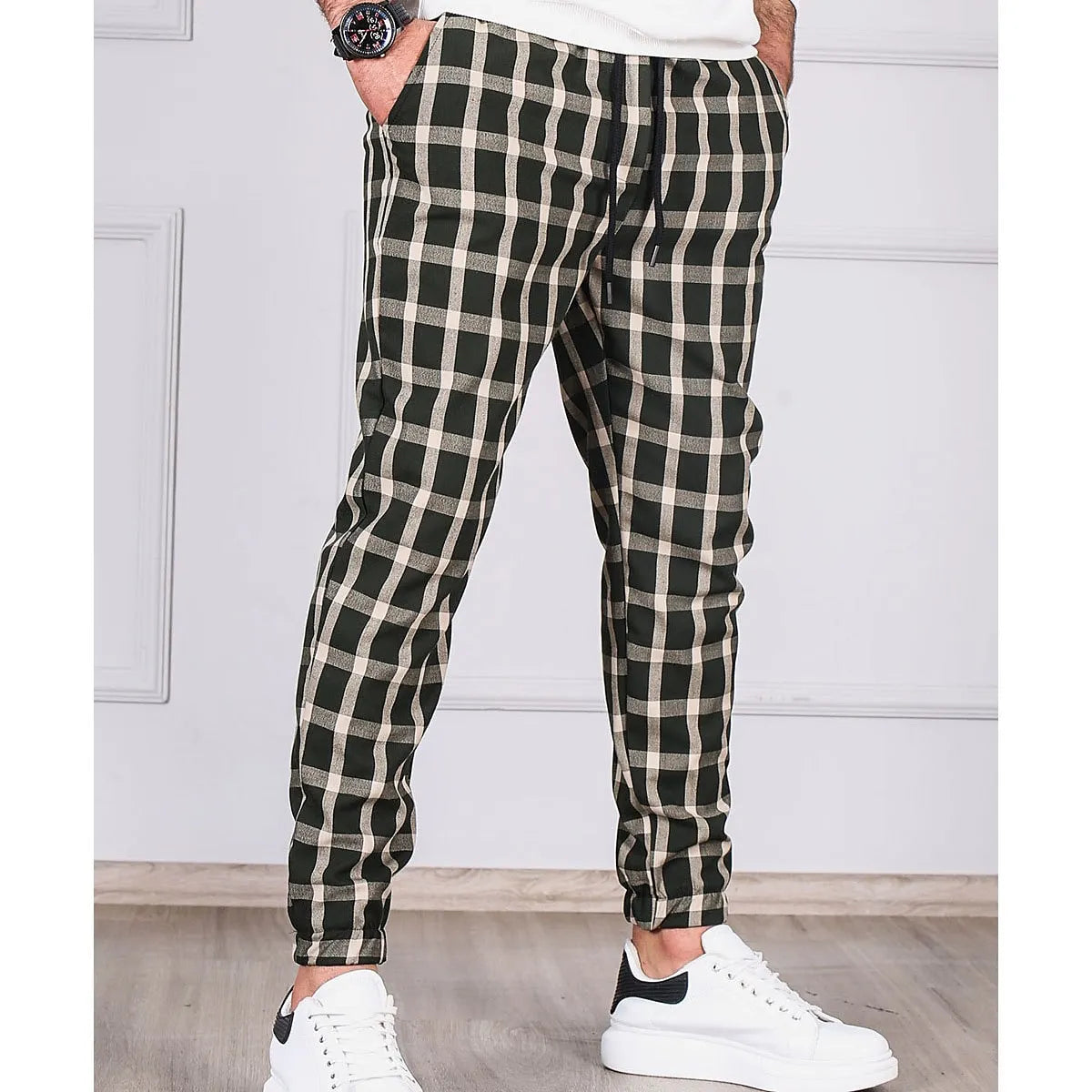 Pantalon Long à Carreaux pour Homme | Idéal pour le Bureau ou les Sorties Décontractées