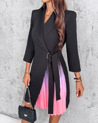 Robe Midi Cache-Cœur Avec Jupe Plissée Et Manches 3/4 Pour Femme | Idéal Pour Occasions Quotidiennes Et Professionnelles