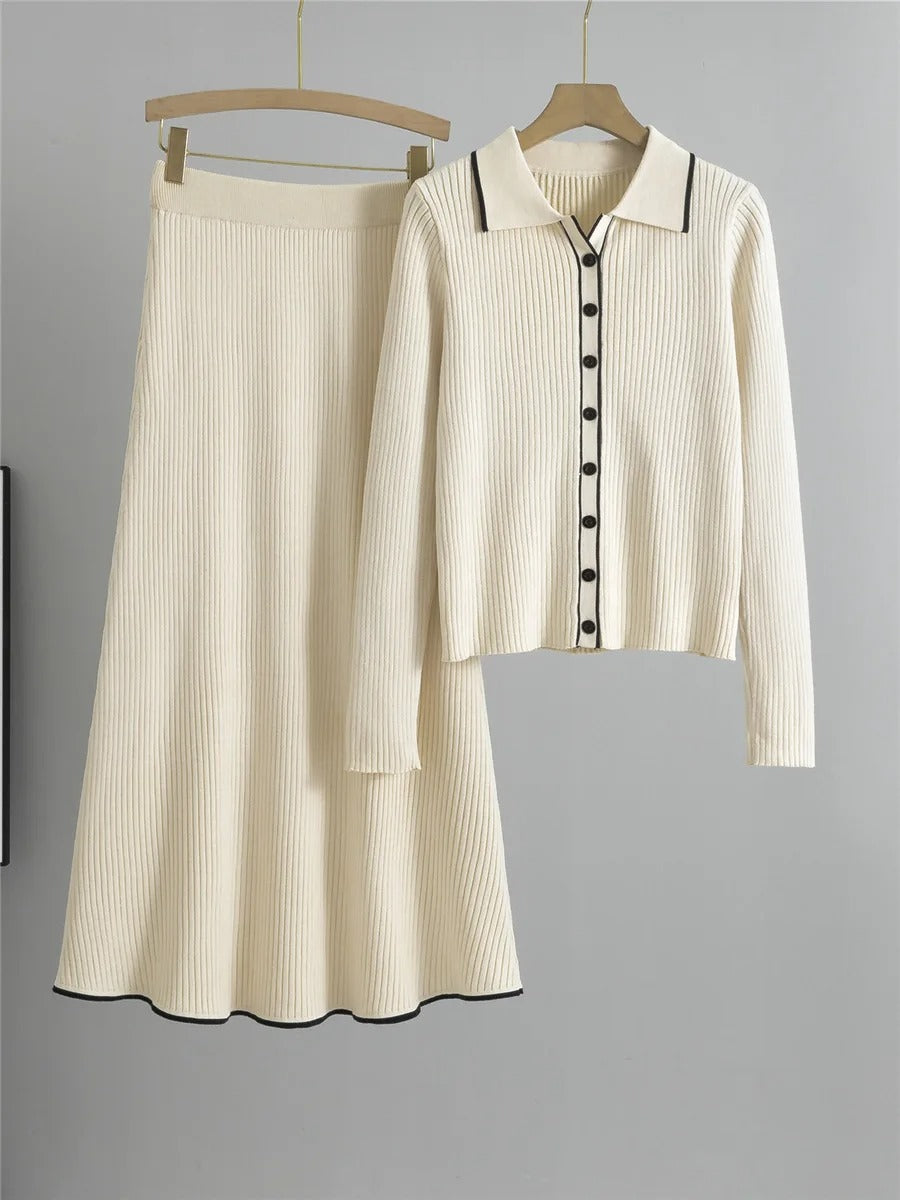 Ensemble Deux Pièces Cardigan Et Jupe Pour Femme | Idéal Pour Usage Quotidien Et Saisonnier