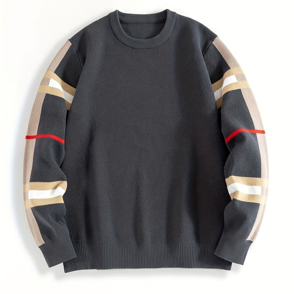 Pull À Manches Longues Avec Motif Rayé Sur Les Manches Pour Hommes | Idéal Pour Un Usage Quotidien