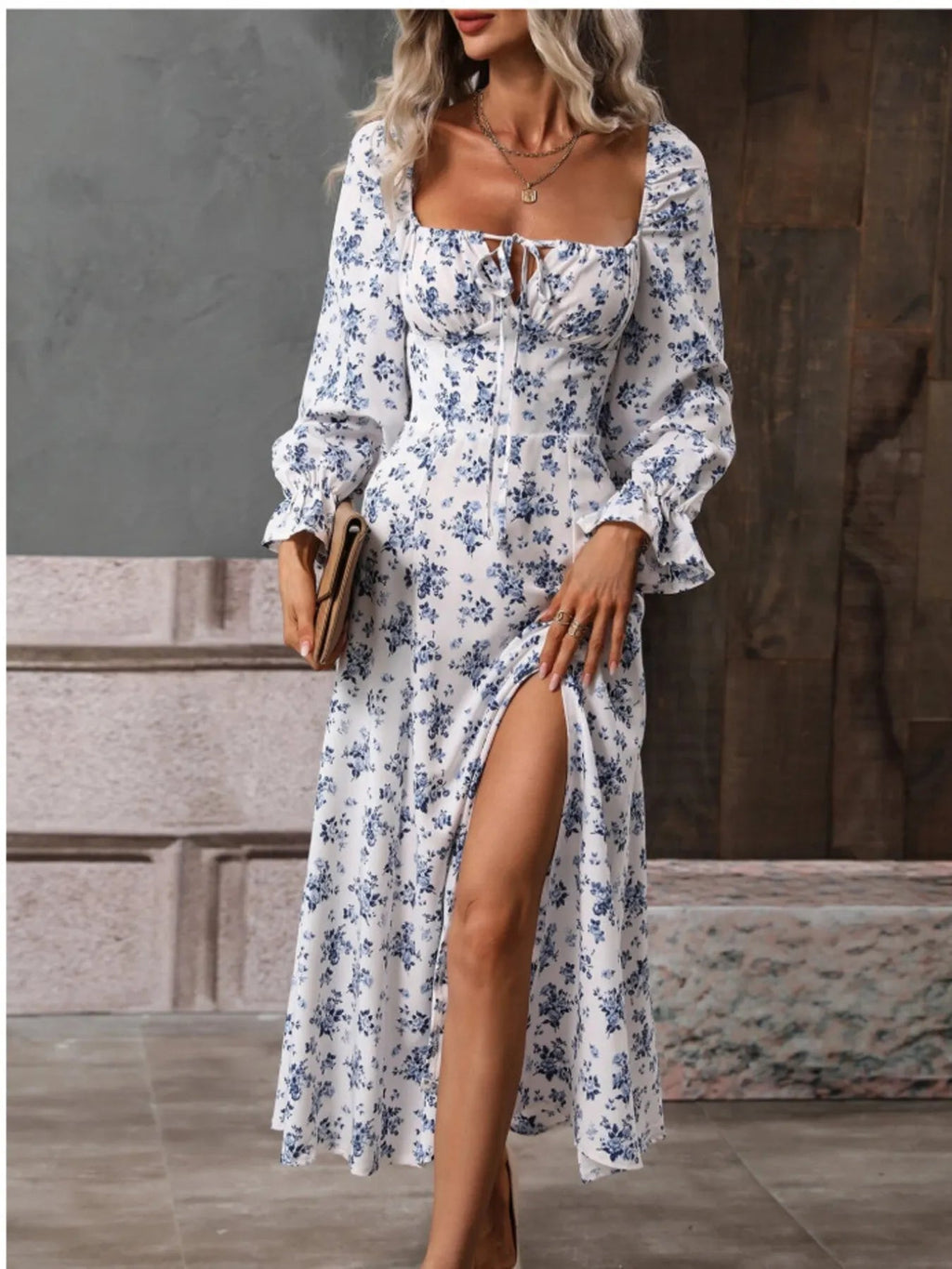 Robe Fleurie Avec Col Carré Et Manches À Volants Pour Femme | Idéale Pour Sorties Décontractées