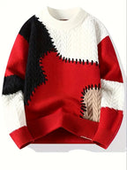 Pull À Col Rond Avec Design Patchwork Et Coupe Ample Pour Homme | Idéal Pour Usage Quotidien