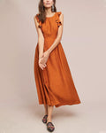 Robe Midi Sans Manches Avec Volants Aux Épaules Pour Femme | Idéal Pour Bureau Et Occasions
