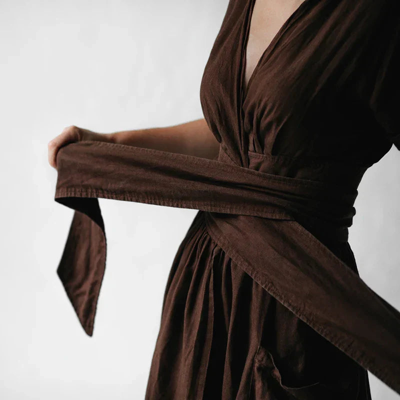 Robe Midi Portefeuille Avec Lien À Nouer Pour Femme | Idéale Pour Les Journées Décontractées