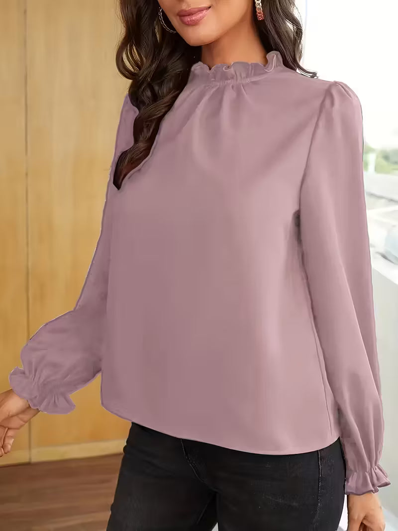 Blouse À Col Volanté Et Manches Bouffantes Pour Femmes | Idéal Pour Usage Quotidien Ou Occasions Décontractées