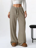 Pantalon Large à Rayures avec Taille Ajustable pour Femme | Idéal pour le Quotidien