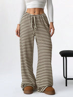 Pantalon Large à Rayures avec Taille Ajustable pour Femme | Idéal pour le Quotidien