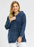 Sweat À Capuche Effet Denim pour Femme Grande Taille | Idéal pour L’Automne