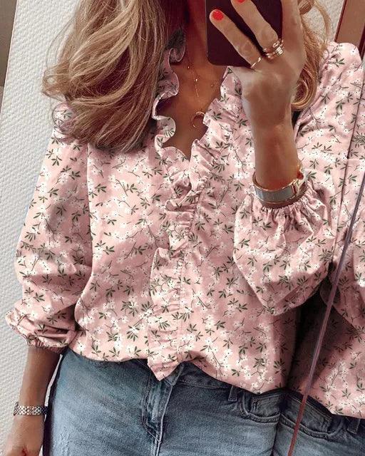 Blouse à Volants avec Manches Longues pour Femme | Idéale pour les Occasions Décontractées ou Habillées
