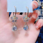 Boucles D’Oreilles avec Pendentif Fleur Cristal pour Femme | Idéal pour Les Occasions Spéciales