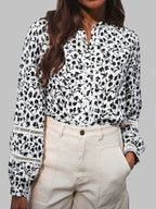 Blouse À Motif Floral Avec Boutons Et Manches Longues Pour Femmes | Idéal Pour Usage Quotidien