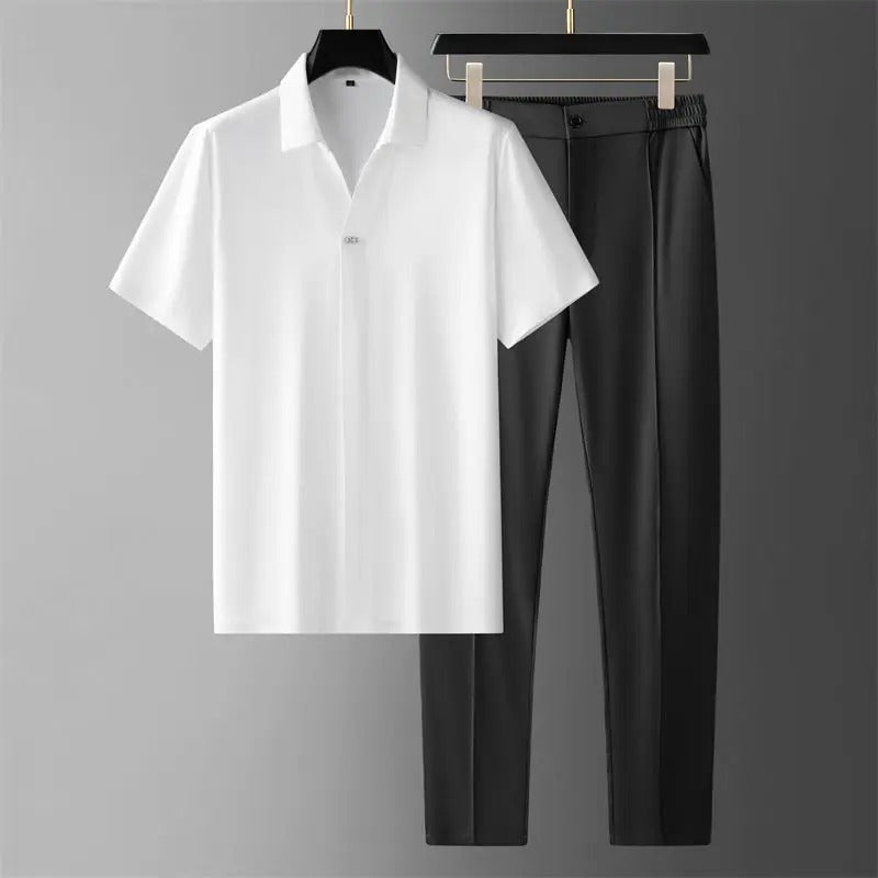 Ensemble Deux-Pièces Homme avec Pantalon à Taille Élastique | Idéal pour le Quotidien et les Sorties Décontractées