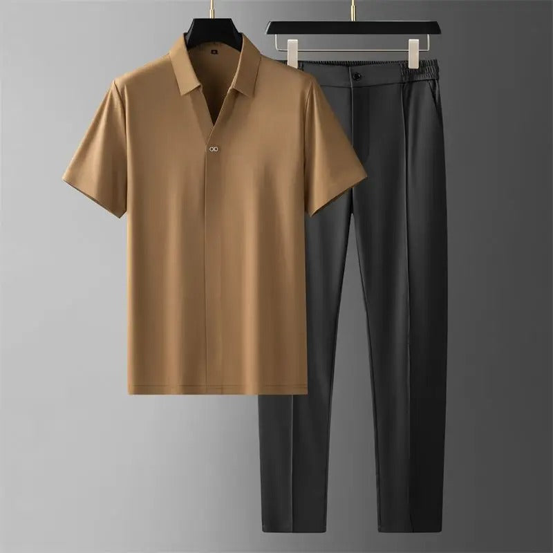 Ensemble Deux-Pièces Homme avec Pantalon à Taille Élastique | Idéal pour le Quotidien et les Sorties Décontractées