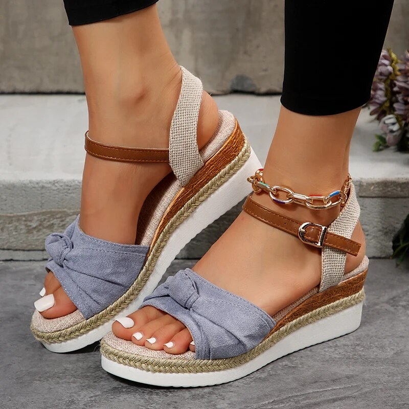 Sandales Plateforme À Design Compensé Avec Bride De Cheville Pour Femmes | Idéal Pour Saison Estivale Et Sorties Décontractées