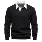 Polo Rugby À Manches Longues avec Col Contrasté pour Homme | Idéal pour La Mi-Saison