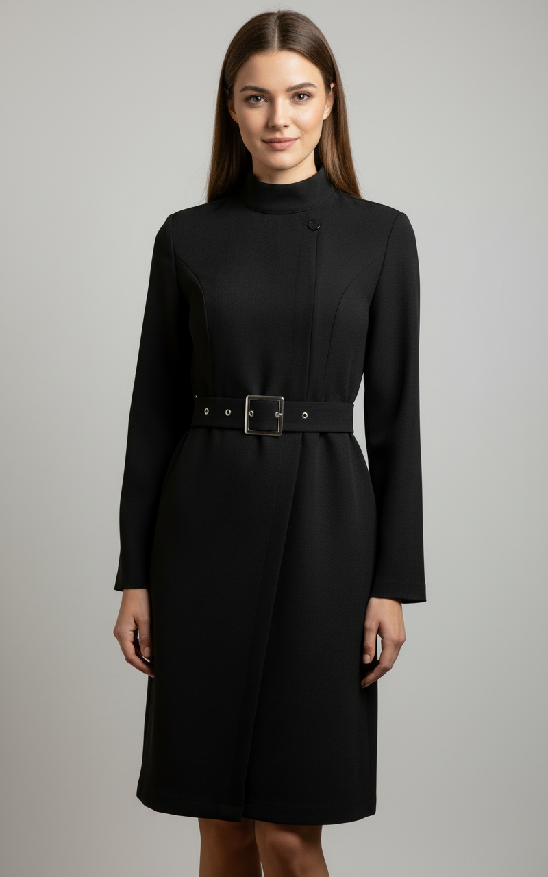 Robe Midi Style Manteau avec Ceinture pour Femme | Idéale pour Saison Froide et Tenues Quotidiennes