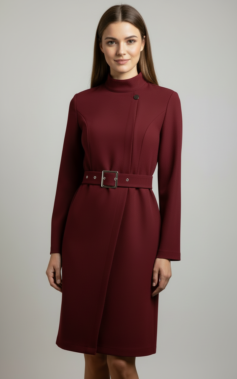 Robe Midi Style Manteau avec Ceinture pour Femme | Idéale pour Saison Froide et Tenues Quotidiennes