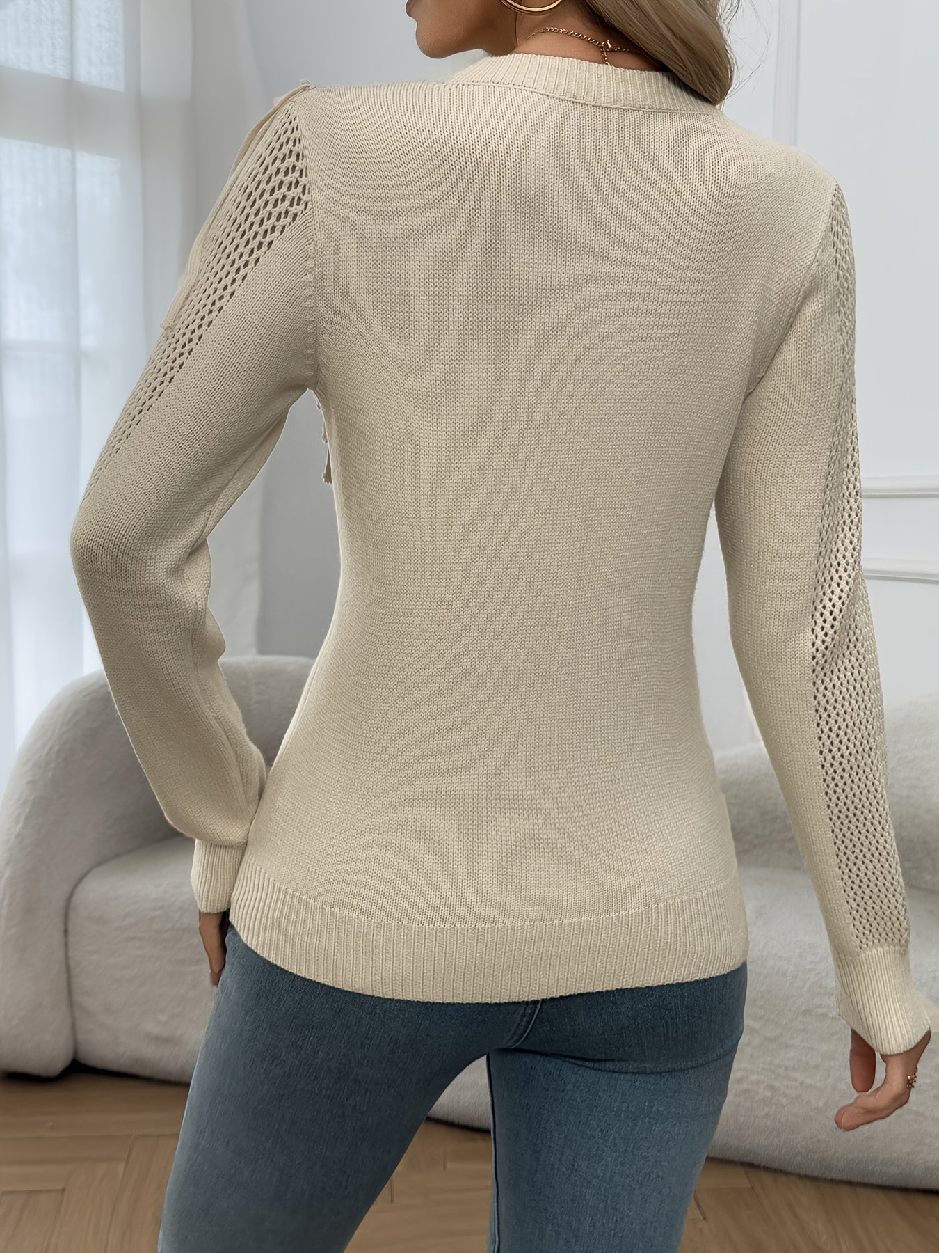 Pull à Manches Longues avec Détails à Franges pour Femme | Idéal pour un Usage Quotidien