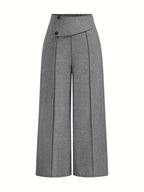 Pantalon Large Taille Haute Avec Plis Frontaux Pour Femme | Idéal Pour Usage Quotidien Et Professionnel
