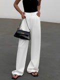 Pantalon Large Blanc À Taille Haute Pour Femme | Idéal Pour Bureau Et Sorties Décontractées