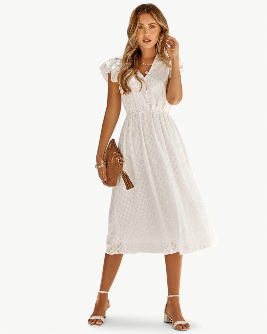 Robe Midi Avec Manches À Volants Pour Femme | Idéal Pour Usage Quotidien Et Occasions