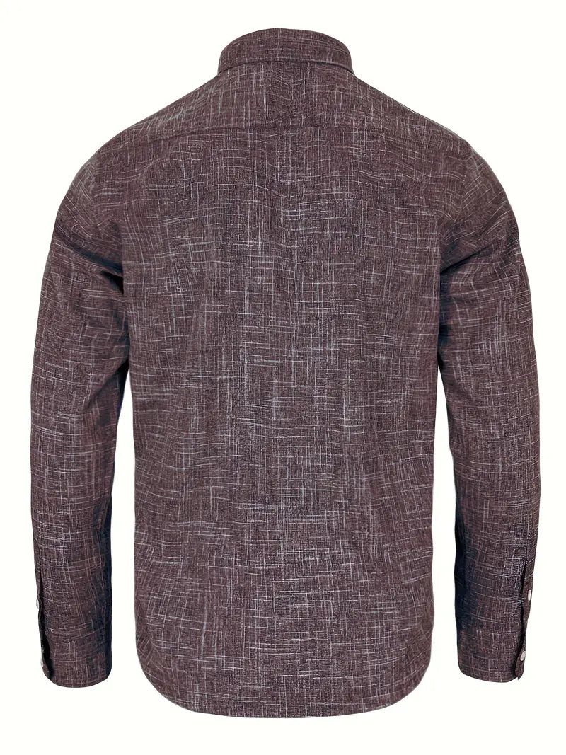 Chemise À Manches Longues Avec Détails Contrastés Et Fermeture À Boutons Pour Hommes | Idéale Pour Toutes Les Saisons