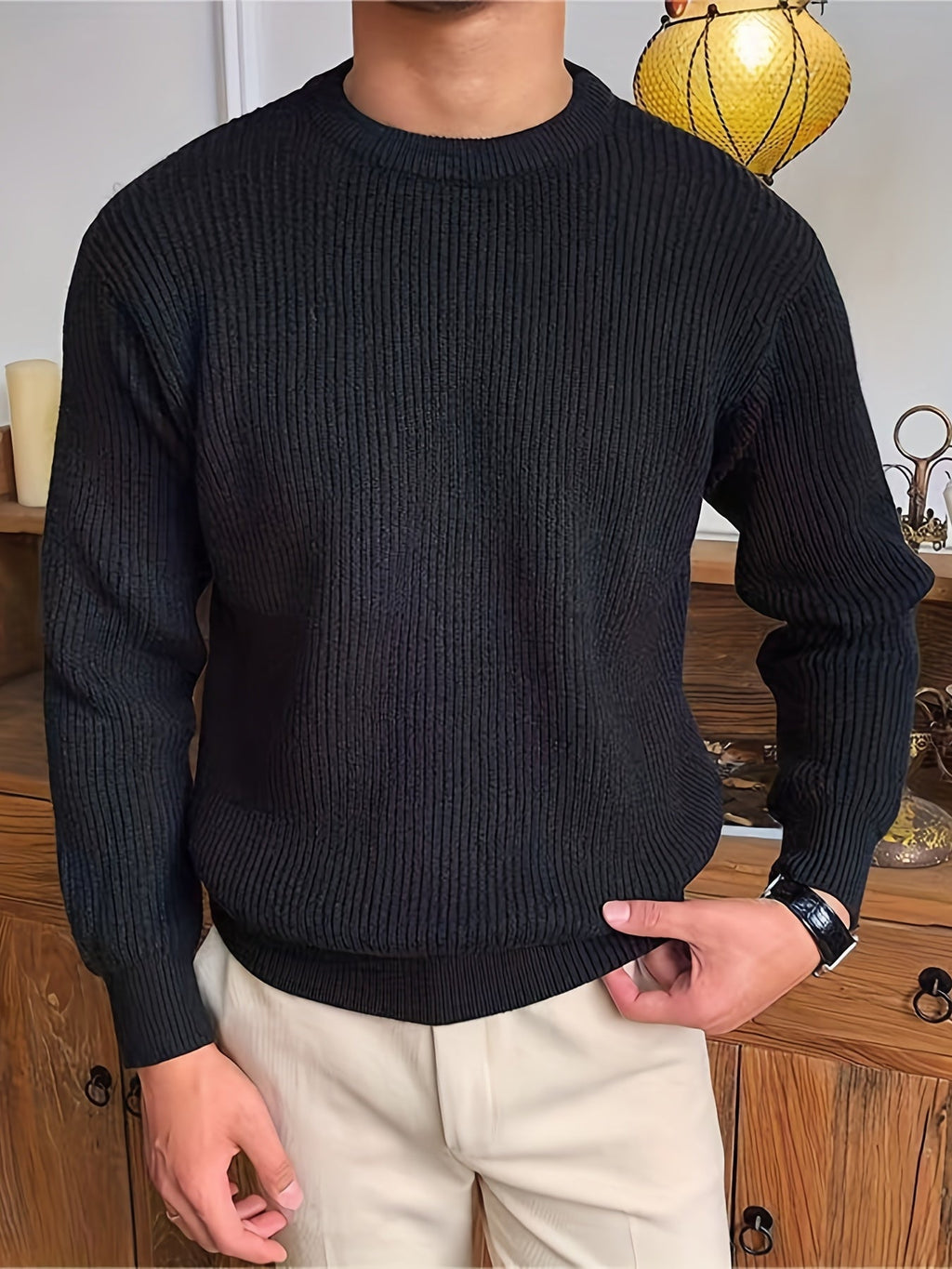 Pull En Maille À Motif Câblé Avec Coupe Ajustée Pour Homme | Idéal Pour L’Automne Et Le Quotidien