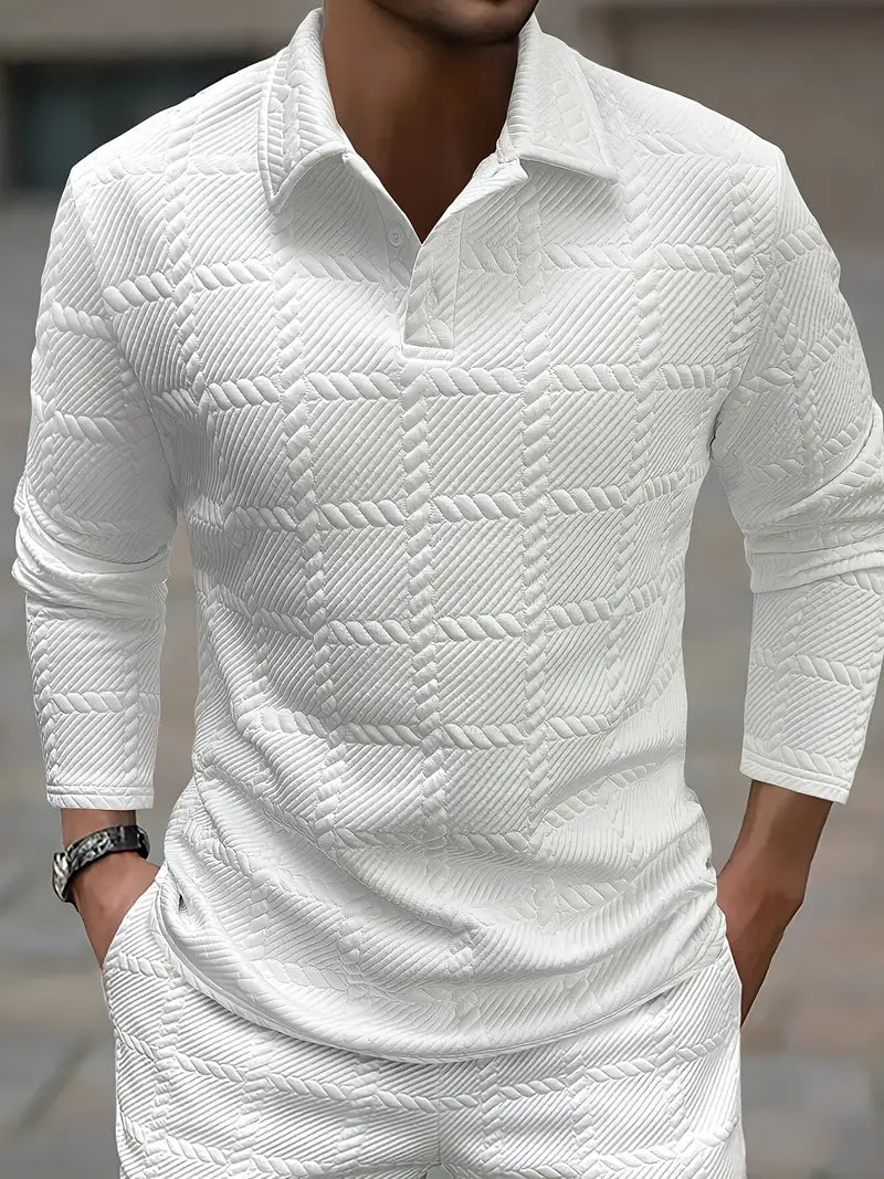 Chemise À Boutons Avec Motif Texturé Pour Homme | Idéale Pour Bureau Et Sorties