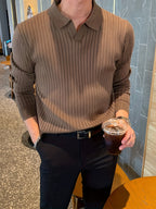 Pull Polo à Col Revers avec Encolure en V pour Homme | Idéal pour Tenue de Bureau
