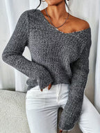 Pull à Col V avec Coupe Ample pour Femme | Idéal pour Usage Quotidien et Mi-Saison