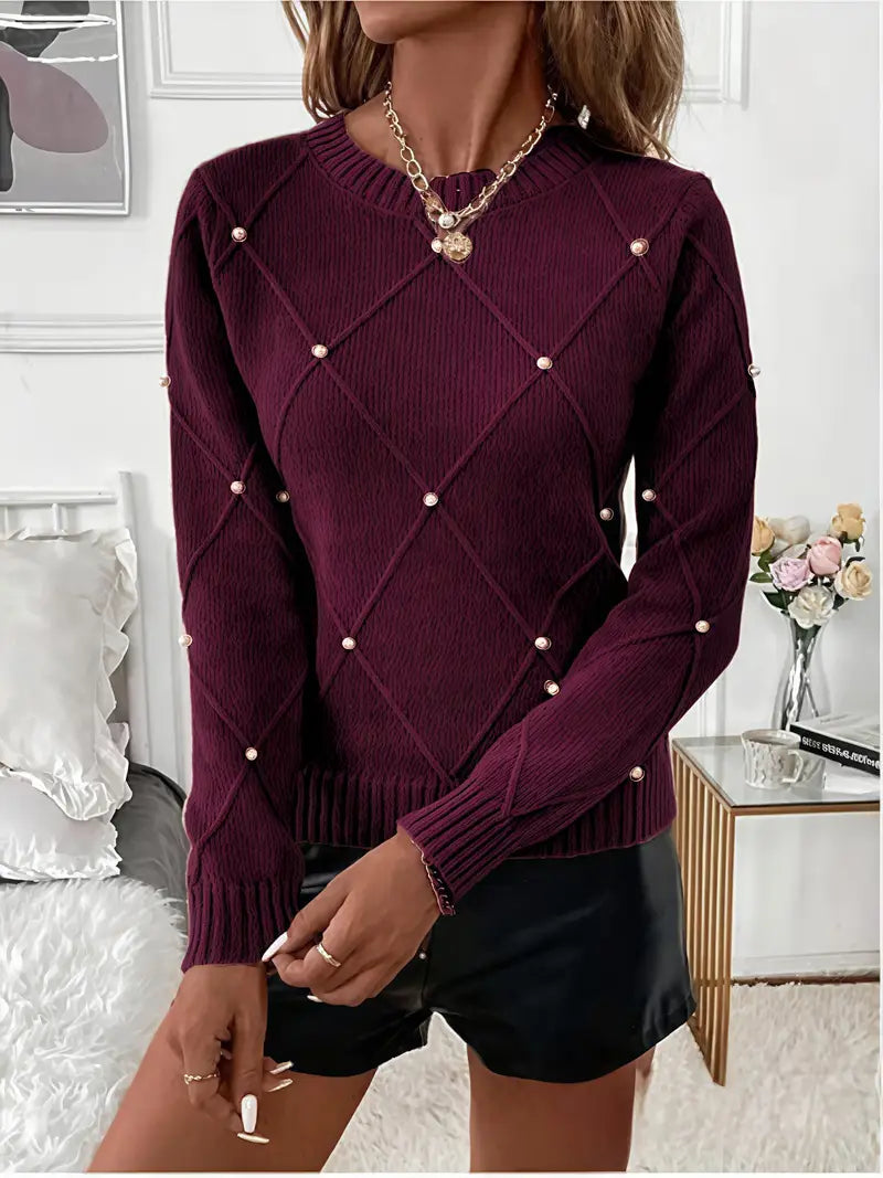Pull à Manches Longues avec Motif Texturé pour Femme | Idéal pour un Usage Quotidien