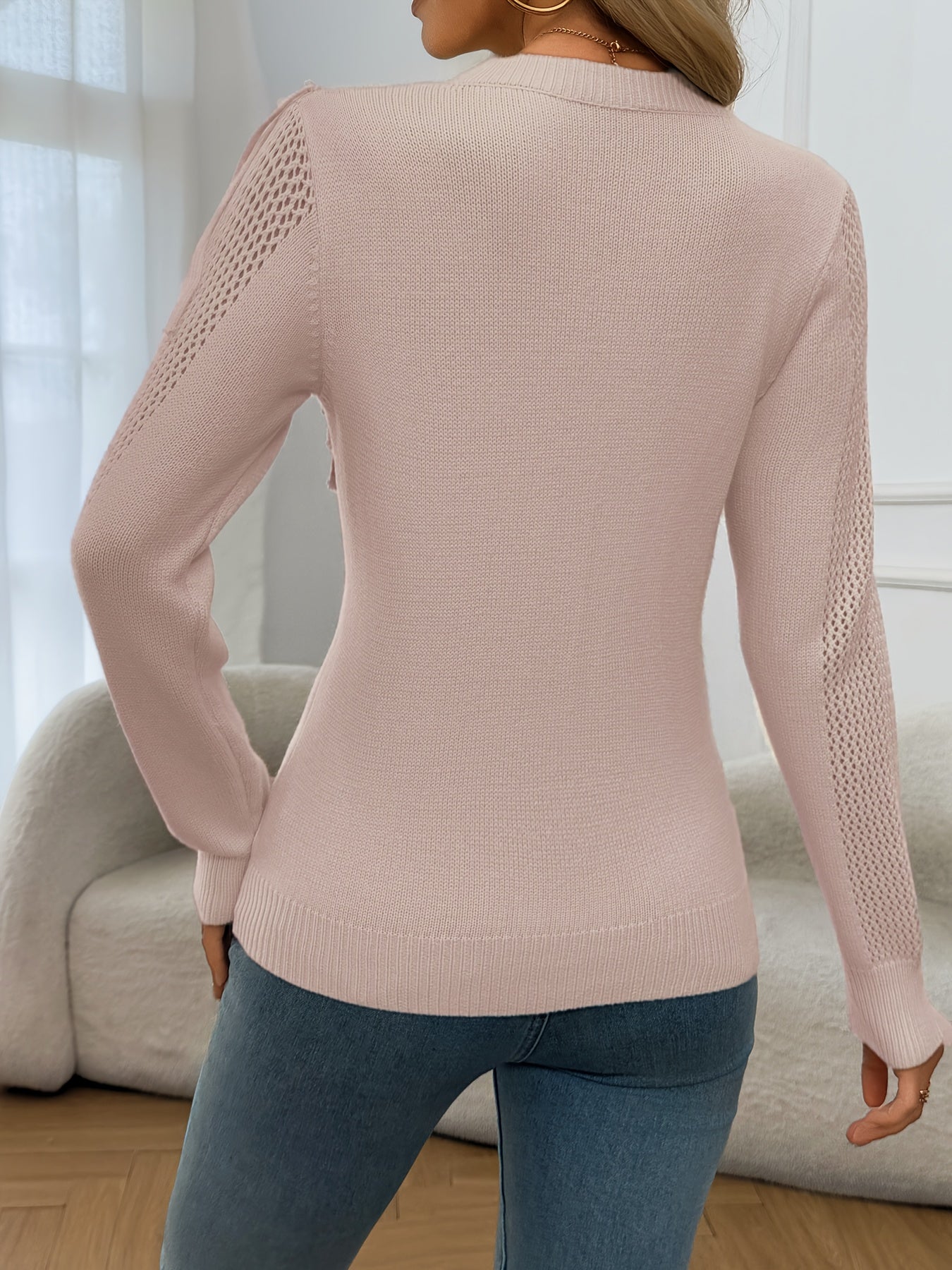 Pull à Manches Longues avec Détails à Franges pour Femme | Idéal pour un Usage Quotidien