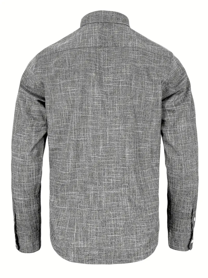 Chemise À Manches Longues Avec Détails Contrastés Et Fermeture À Boutons Pour Hommes | Idéale Pour Toutes Les Saisons