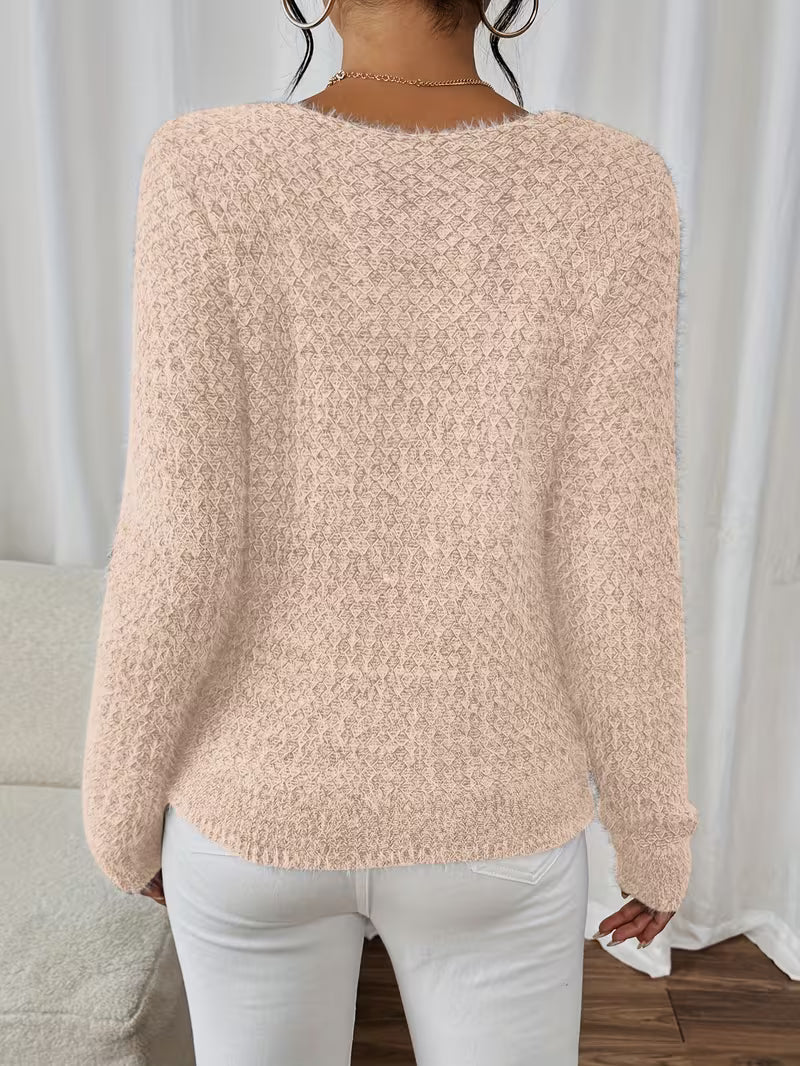 Pull à Col V avec Coupe Ample pour Femme | Idéal pour Usage Quotidien et Mi-Saison