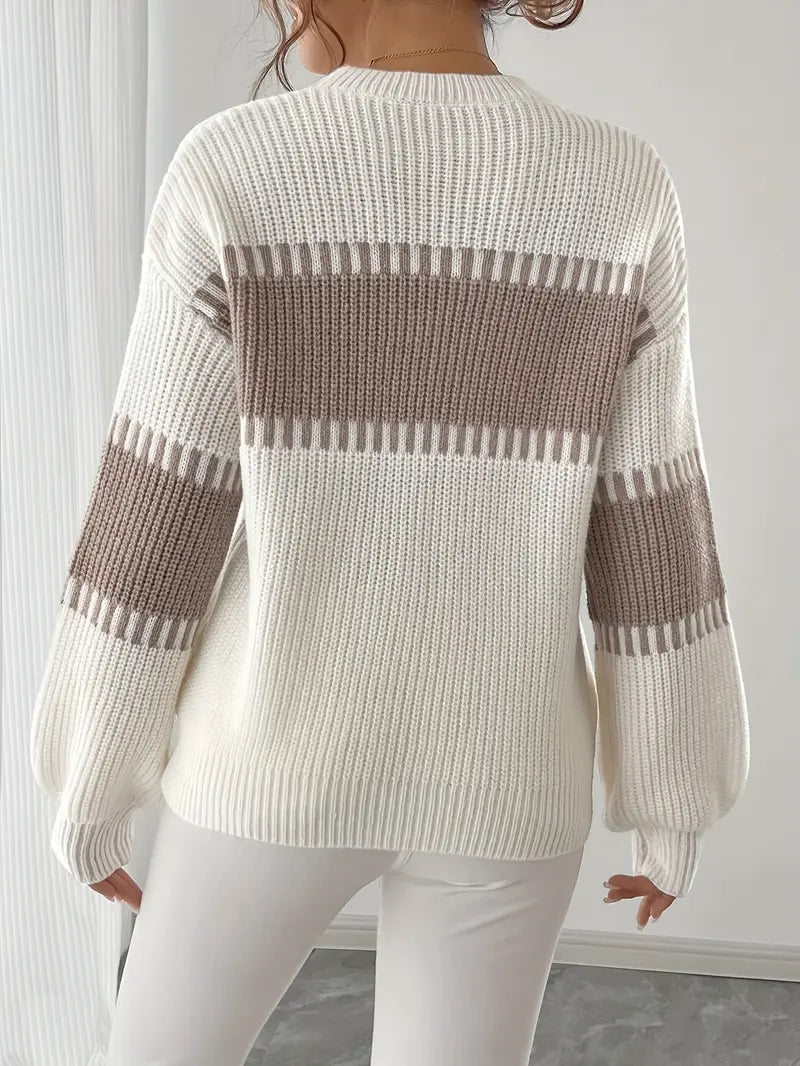 Pull À Rayures Avec Col Rond Pour Femme | Idéal Pour Tenues Décontractées Et Soirées