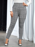 Pantalon de Loisirs à Carreaux Noirs pour Femme | Idéal pour le Bureau ou un Usage Quotidien