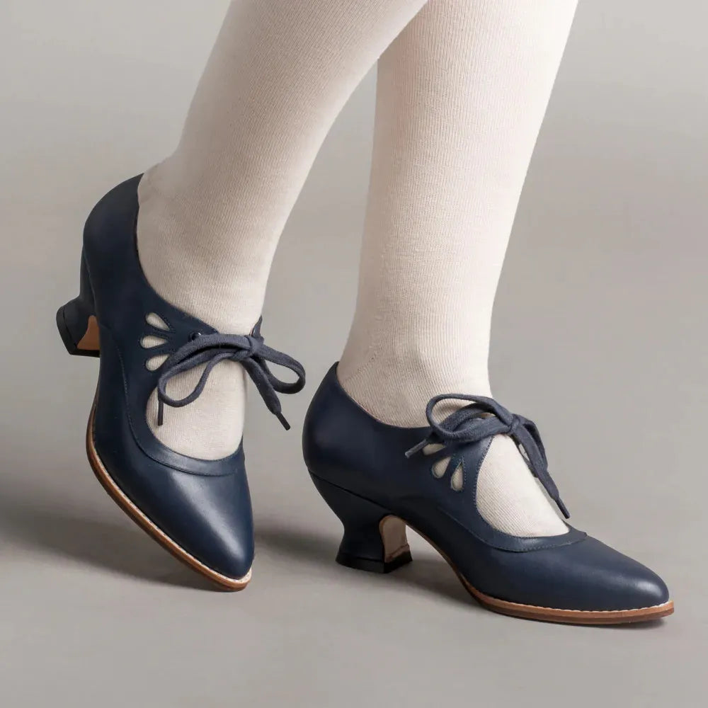 Escarpins À Lacets Avec Bride Et Talon Bas Pour Femmes | Idéal Pour Les Occasions Quotidiennes Et Habillées