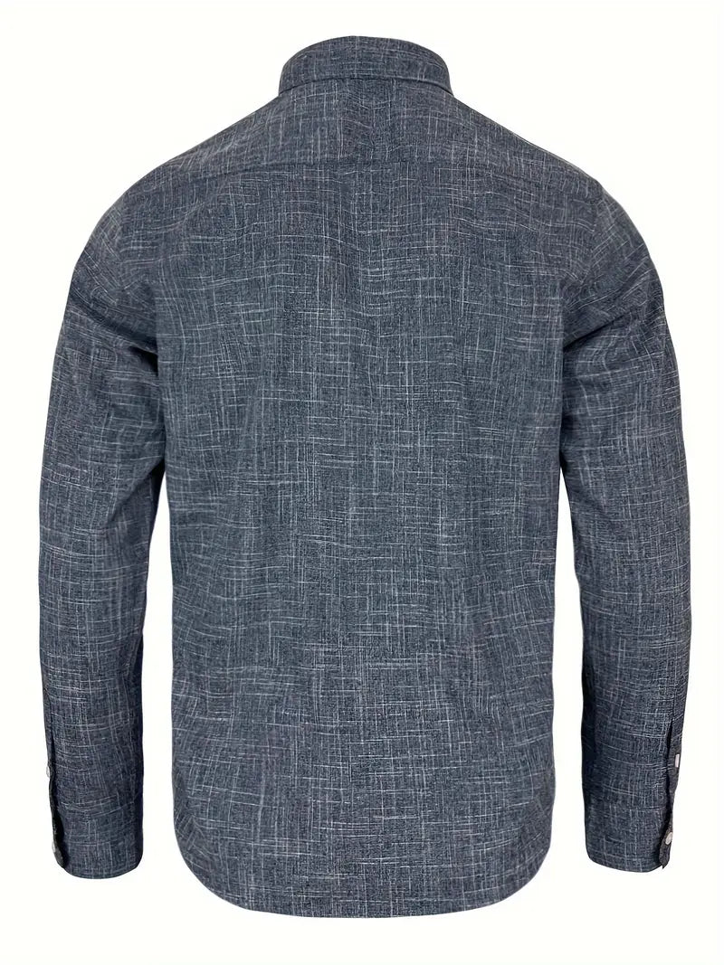 Chemise À Manches Longues Avec Détails Contrastés Et Fermeture À Boutons Pour Hommes | Idéale Pour Toutes Les Saisons