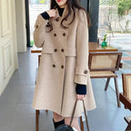 Manteau Mi-Long Croisé avec Fermeture à Boutons pour Femmes | Idéal pour Saison Froide