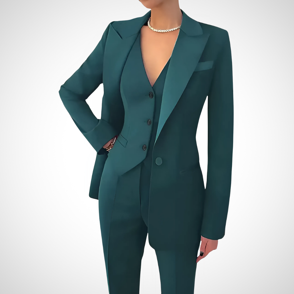 Ensemble Trois Pièces Avec Blazer, Gilet Et Pantalon Ajusté Pour Femmes | Idéal Pour Tenues Professionnelles Et Quotidiennes
